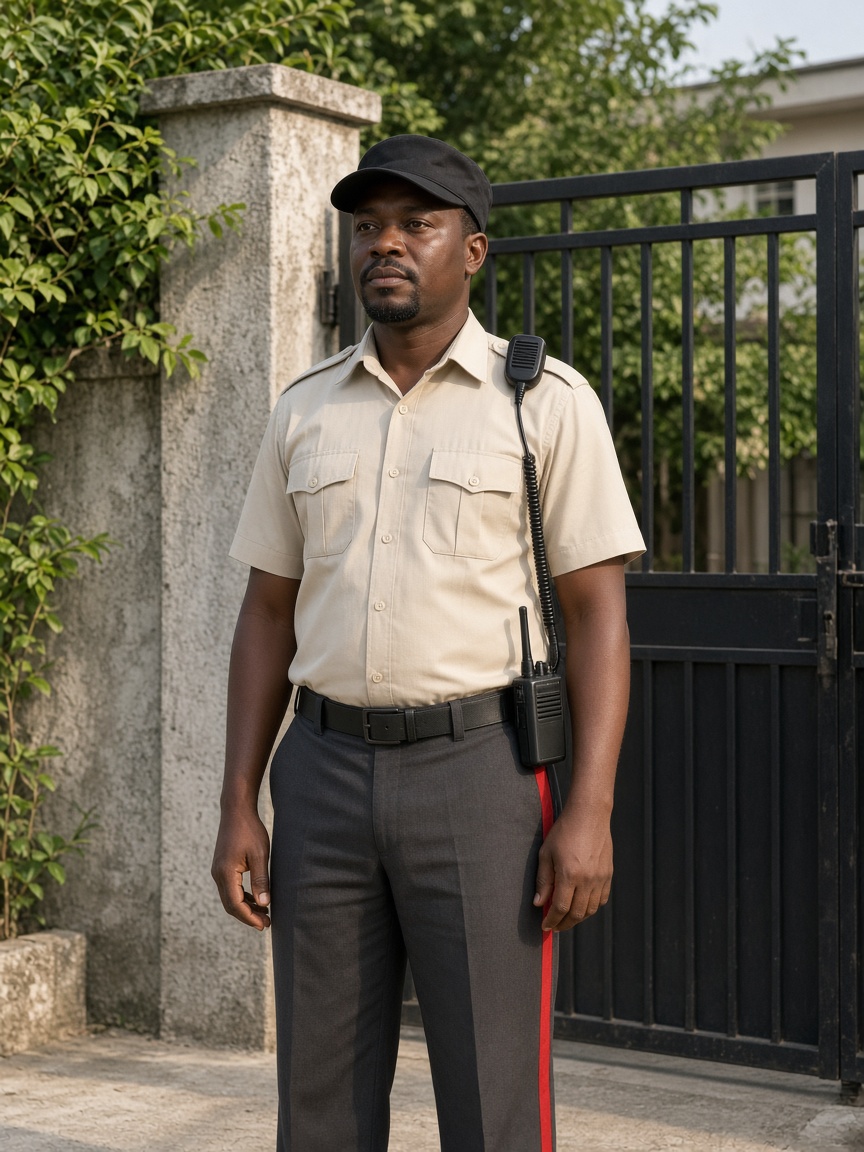 Officer on residential post with radio